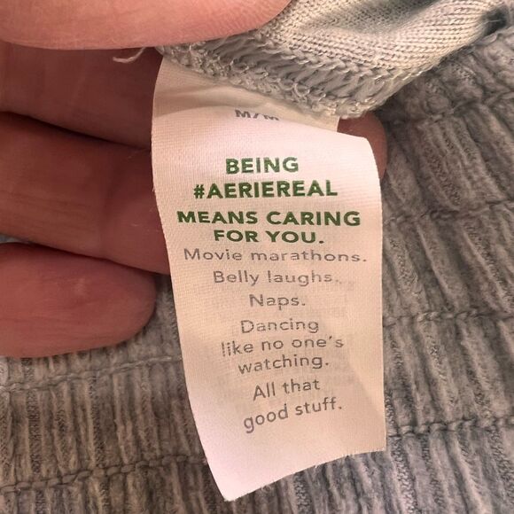 Aerie Corduroy Velour Cropped Zip Up Jacket Light Gray Soft Stretch Women’s M - Picture 6 of 7